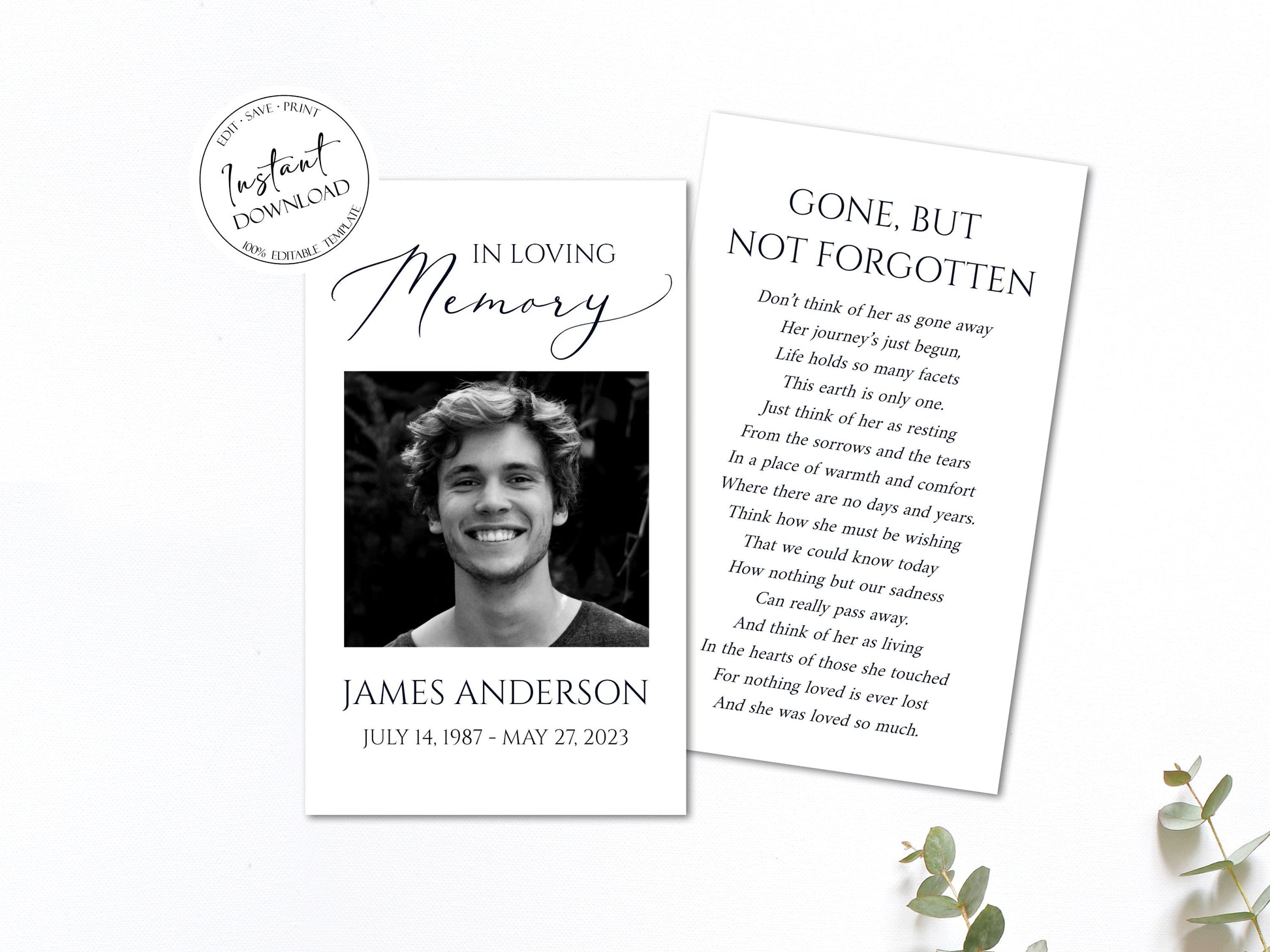 Editable Funeral Prayer Card Template, Printable Memorial Prayer Card Template, Funeral Prayer Card, Catholic Mass Card, Obituary Card S1