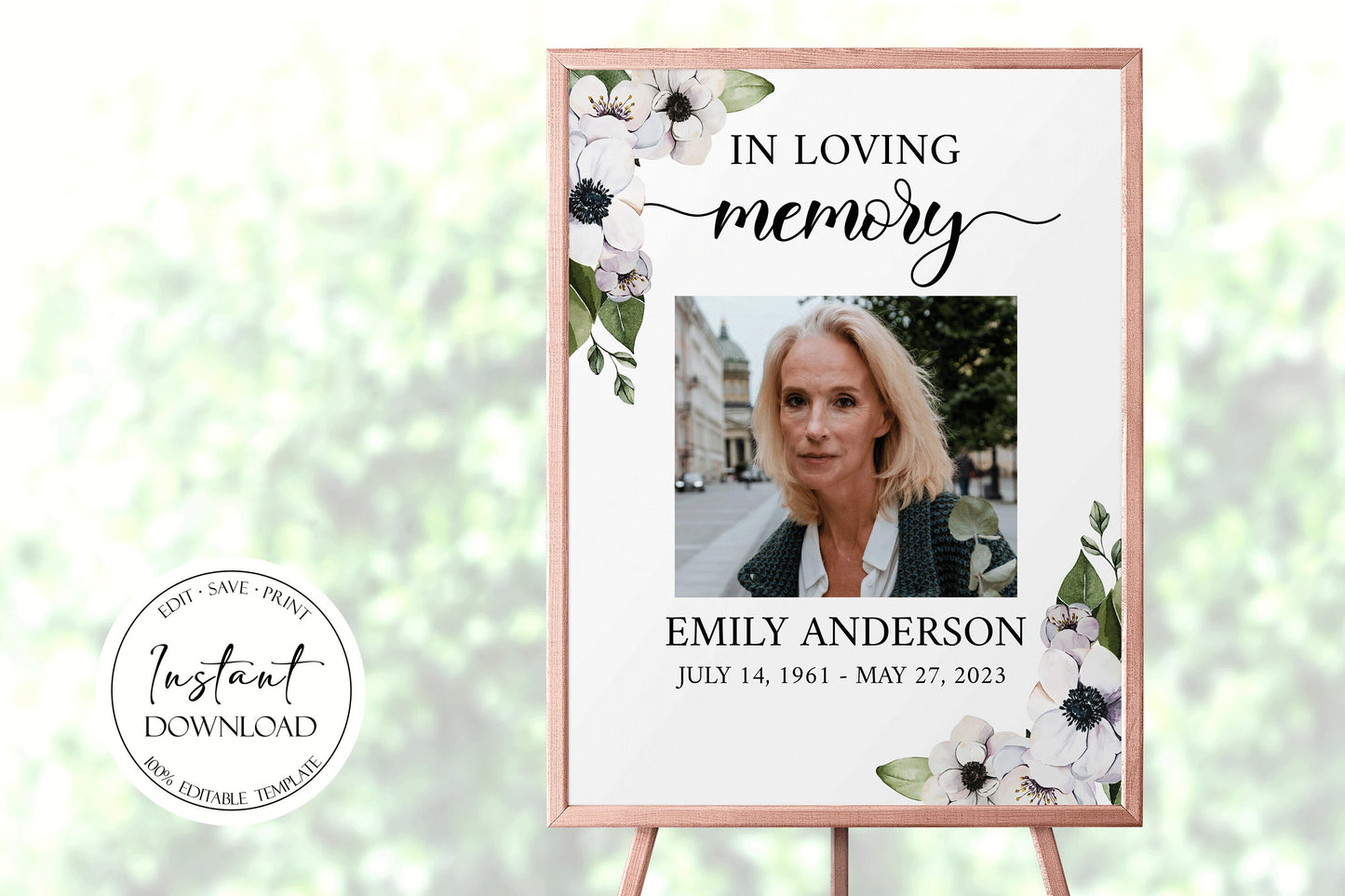 Celebration of life Purple Floral Greenery Funeral Welcome Sign Template, Purple In Loving Memory Welcome Sign, Purple Floral Memorial Sign P3