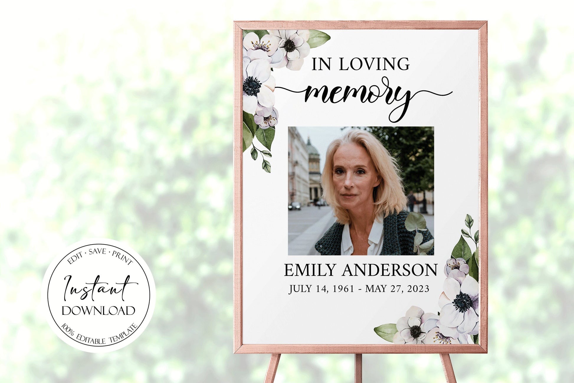 Celebration of life Purple Floral Greenery Funeral Welcome Sign Template, Purple In Loving Memory Welcome Sign, Purple Floral Memorial Sign P3