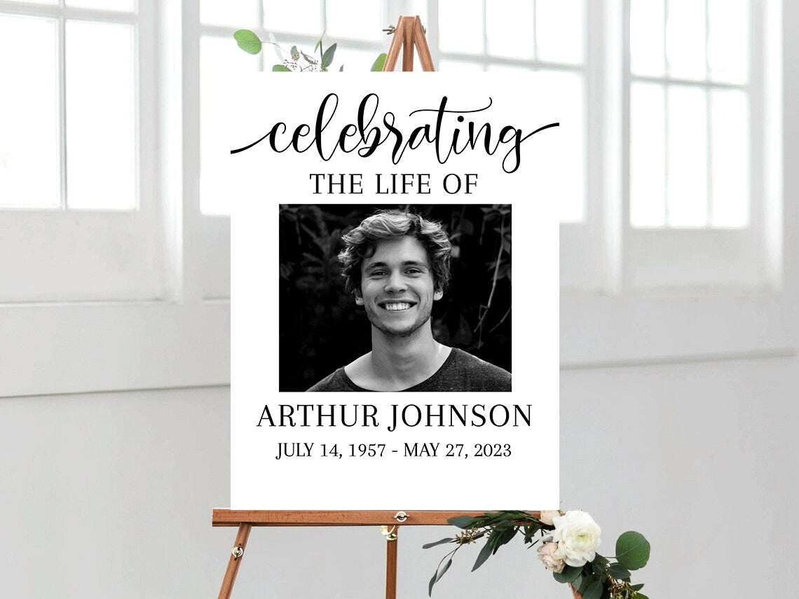 Celebration Of Life Simple Elegant Funeral Welcome Sign Template, Funeral Welcome Sign, In Loving Memory, Obituary, Memorial Sign, Editable Funeral Sign S2