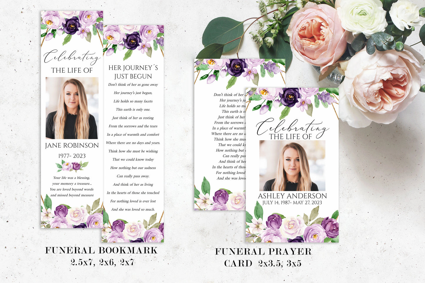 Editable Funeral Bundle, Memorial Package, Celebration of Life Package, In Loving Memory Suite, Funeral Templates Bundle, Purple Funeral Set P1