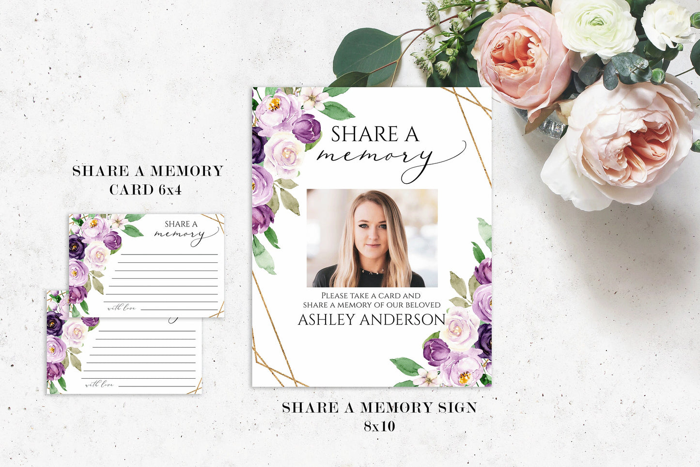 Editable Funeral Bundle, Memorial Package, Celebration of Life Package, In Loving Memory Suite, Funeral Templates Bundle, Purple Funeral Set P1