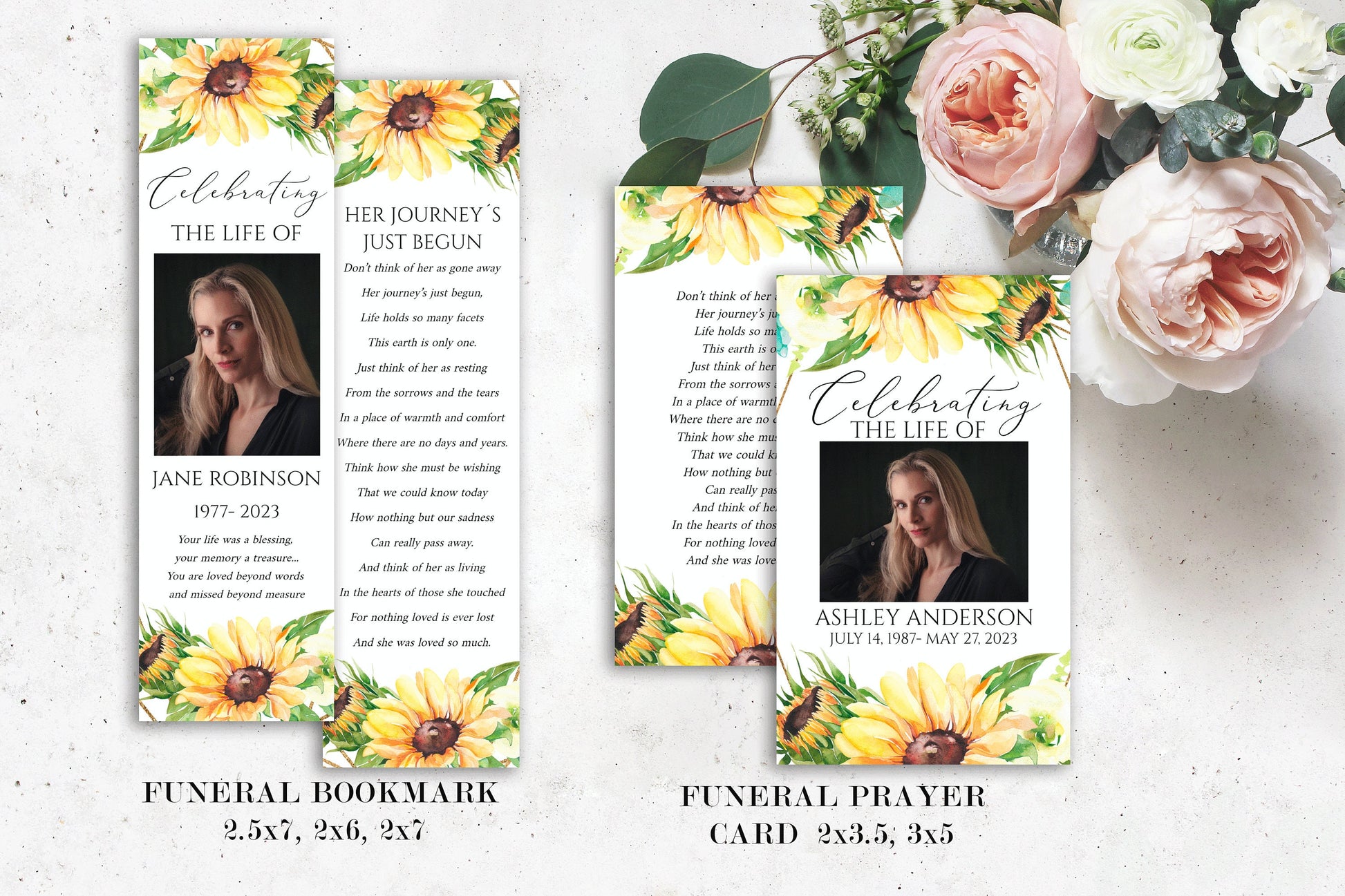 Celebration Of Life Sunflower Funeral Bundle Set, Memorial Package, Celebration of Life Package, In Loving Memory Suite, Sunflower Funeral Templates Bundle