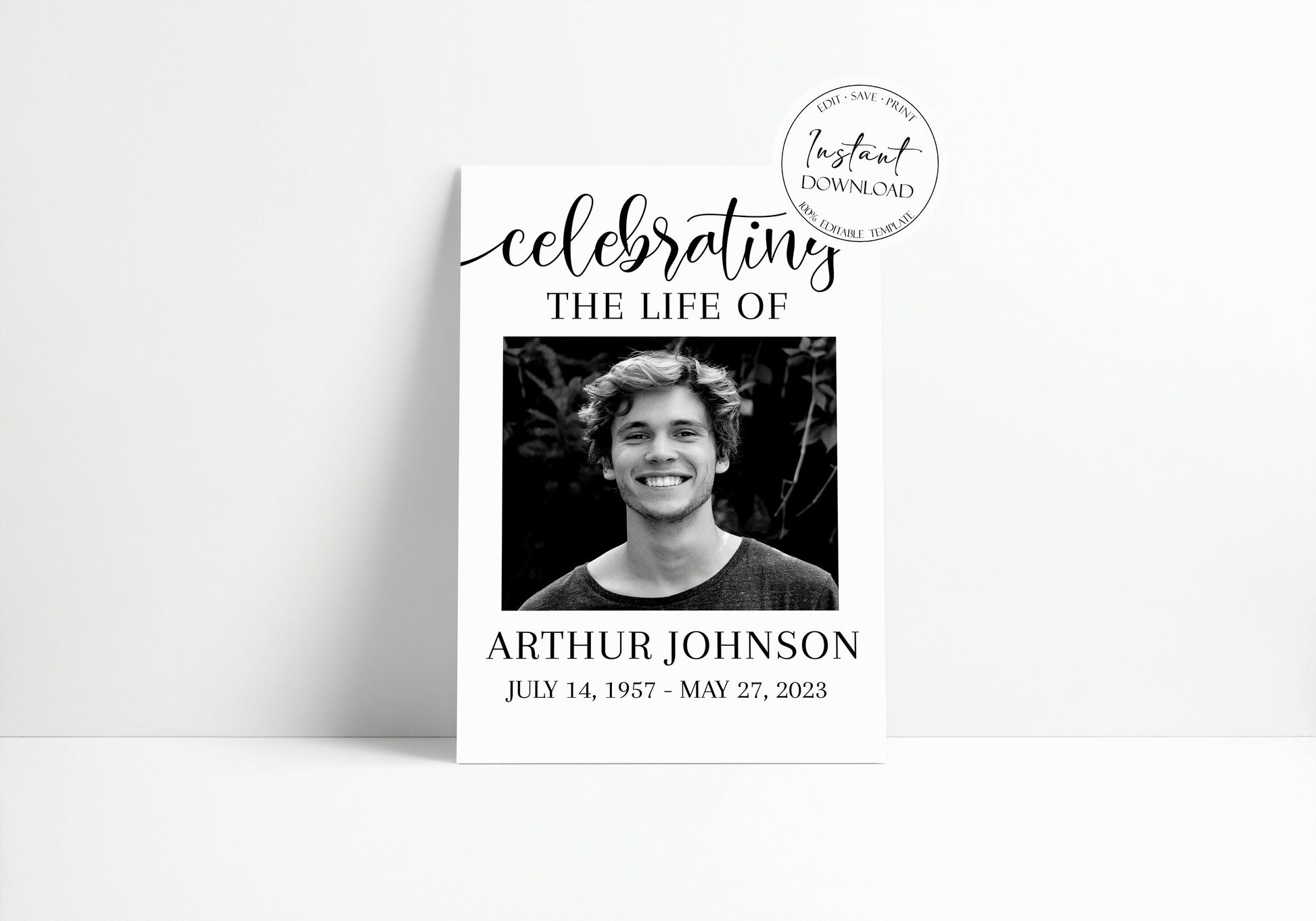 Celebration Of Life Simple Elegant Funeral Welcome Sign Template, Funeral Welcome Sign, In Loving Memory, Obituary, Memorial Sign, Editable Funeral Sign S2