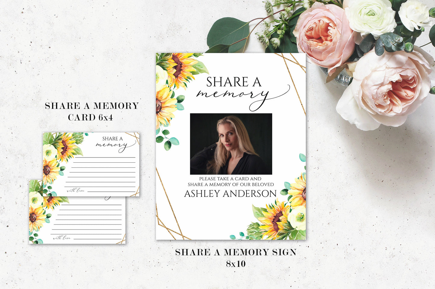 Celebration Of Life Sunflower Funeral Bundle Set, Memorial Package, Celebration of Life Package, In Loving Memory Suite, Sunflower Funeral Templates Bundle