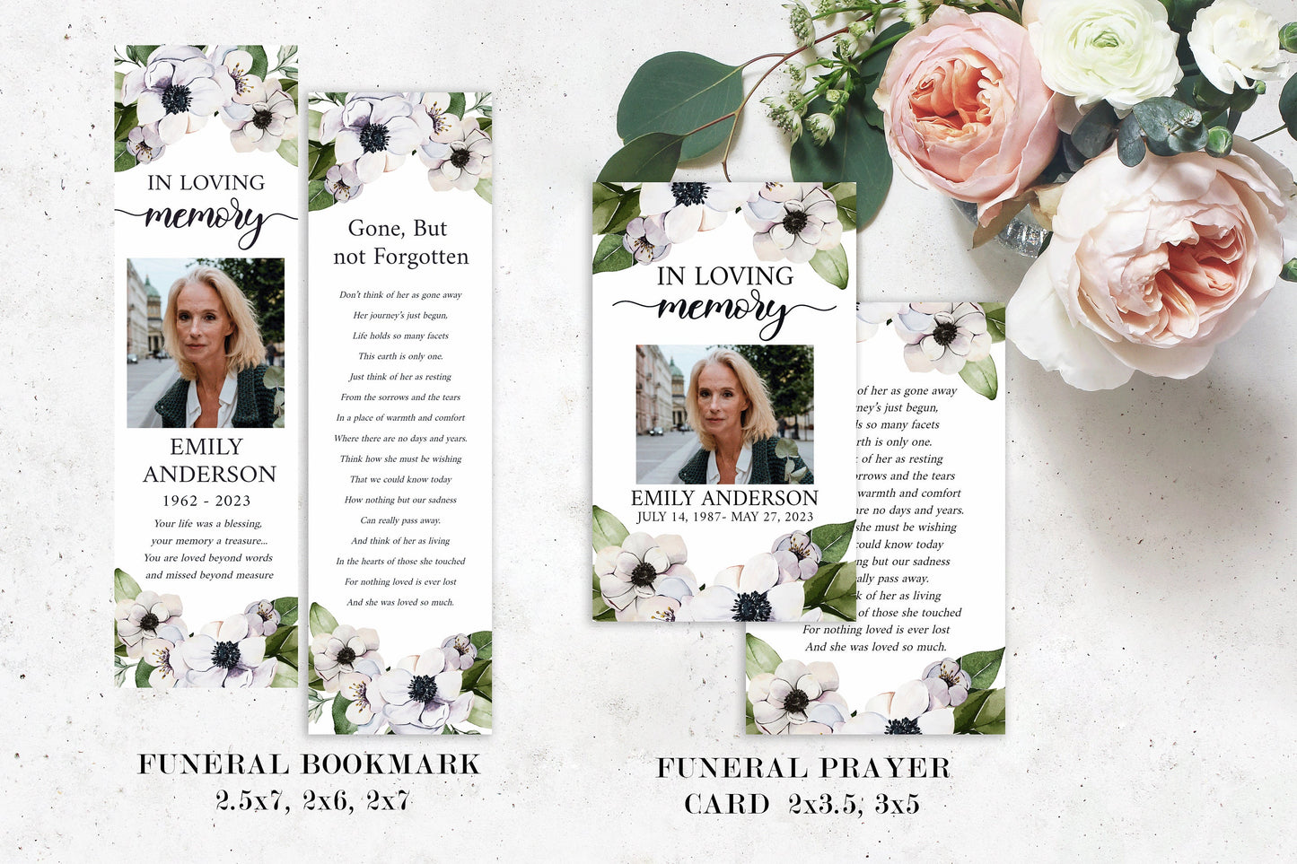 In Loving Memory Purple Floral Greenery Funeral Bundle Set Templates, Memorial Package, Celebration of Life Package, Purple Floral Funeral Set P3