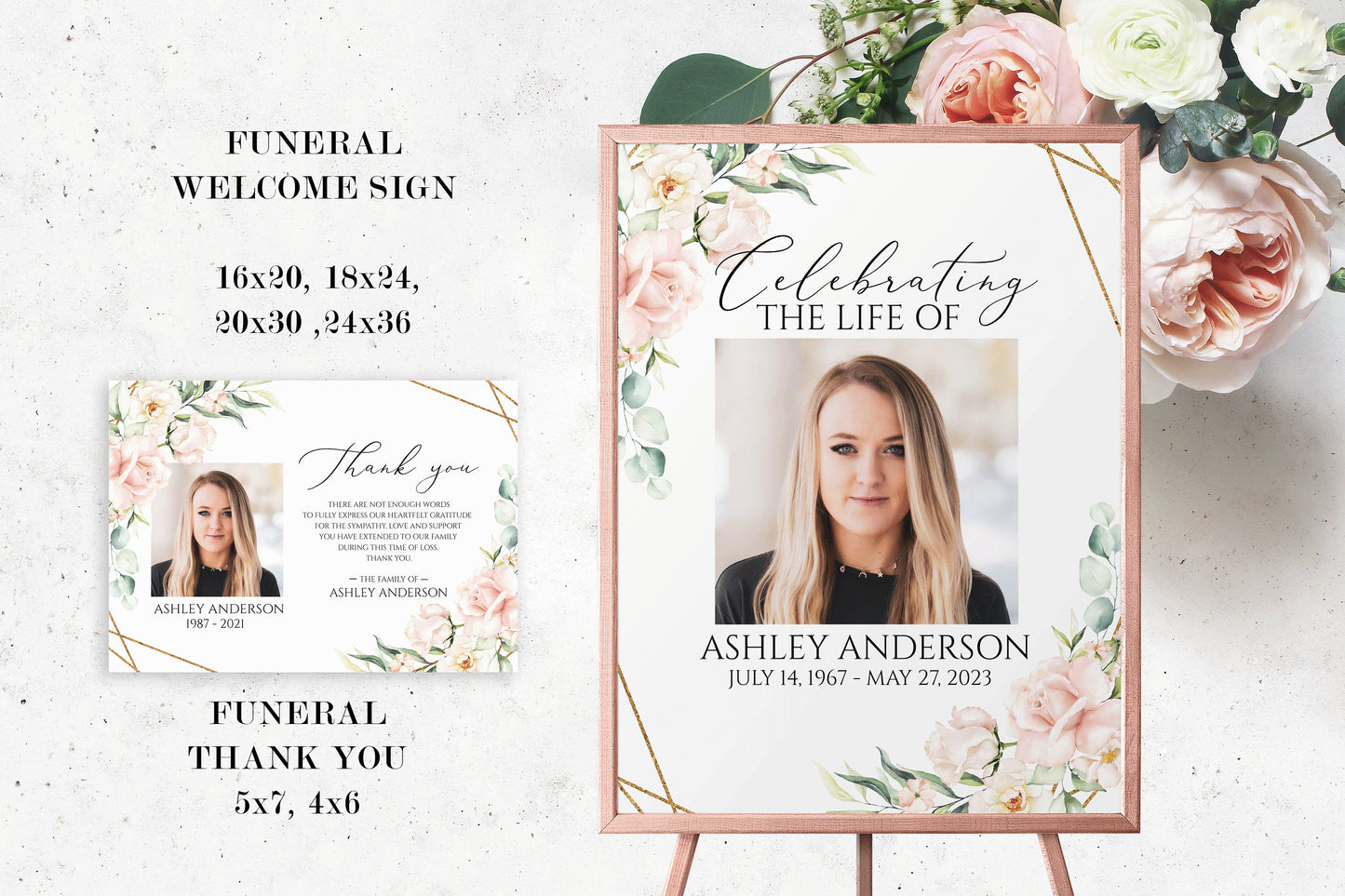 Celebration of Life Blush Pink Roses Funeral Bundle P4