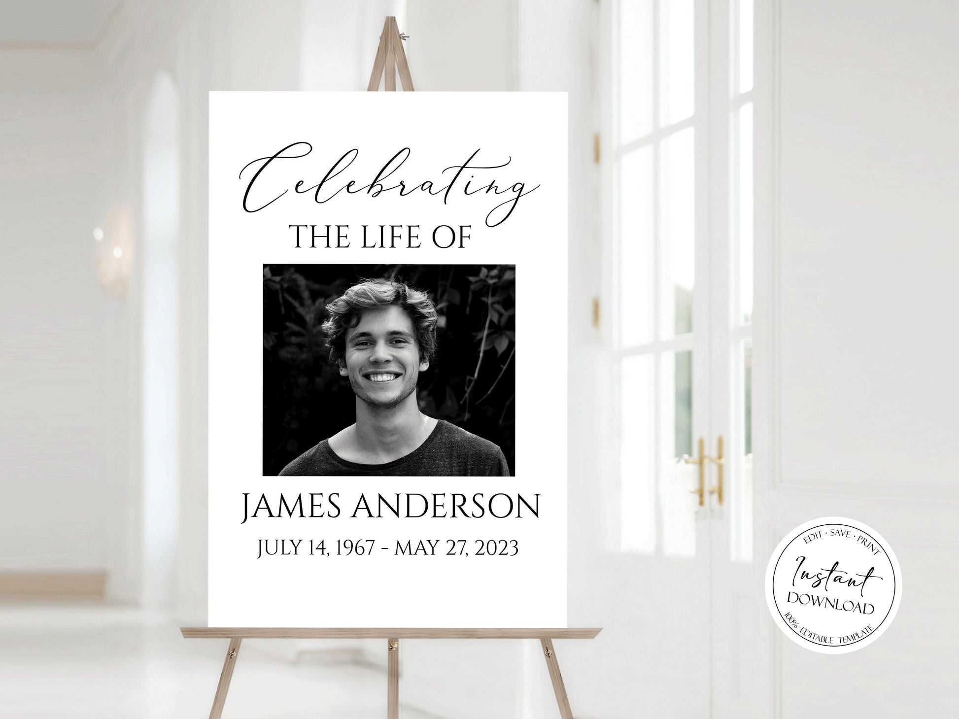 Simple Celebration Of Life Welcome Sign, Funeral Welcome Sign, In Loving Memory, Obituary, Memorial Sign, Editable Funeral Sign, Order of service S1