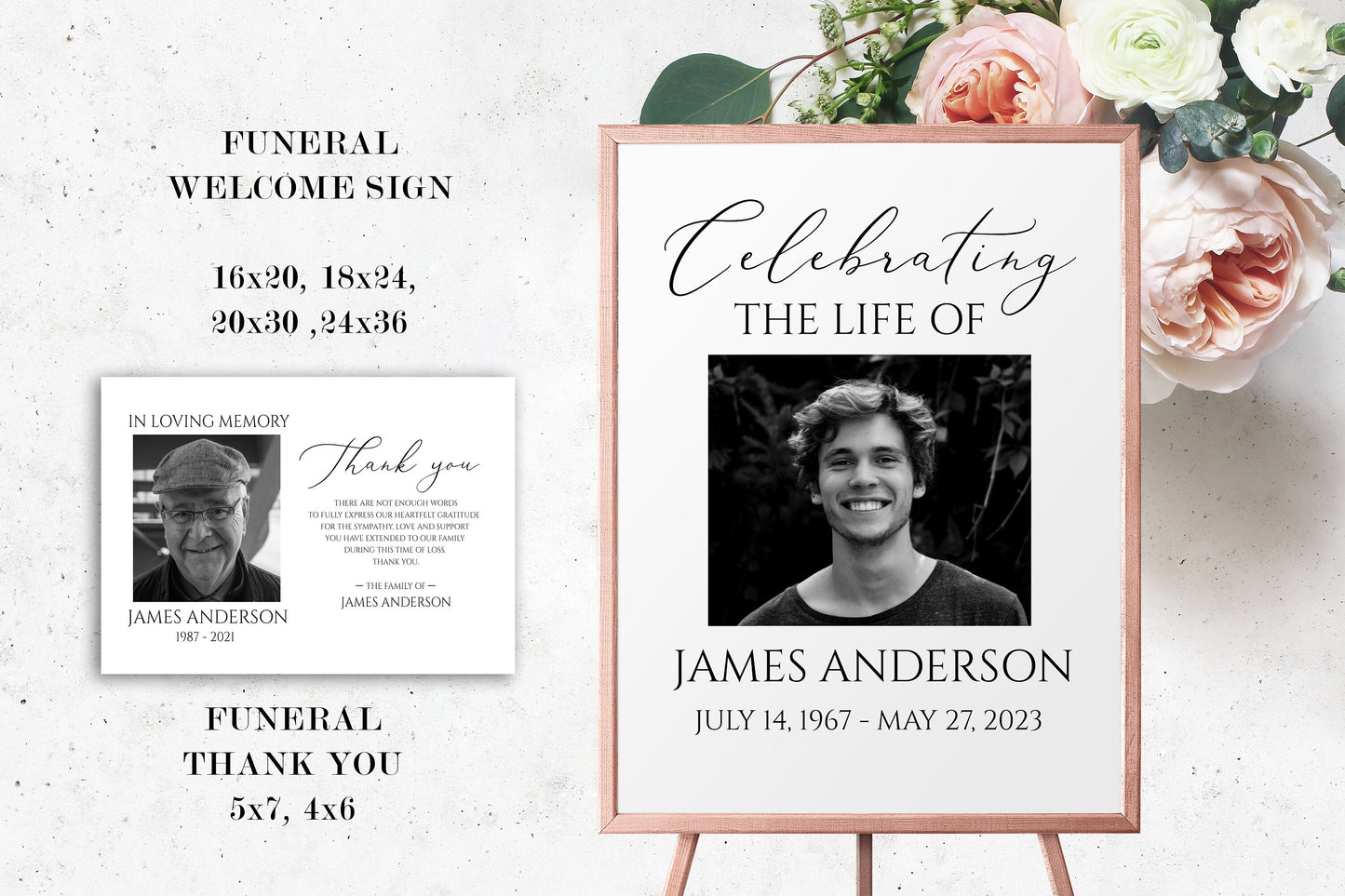 Editable Funeral Bundle, Memorial Package, Celebration of Life Templates, In Loving Memory Suite, Funeral Templates Bundle, Simple Elegant Funeral S1