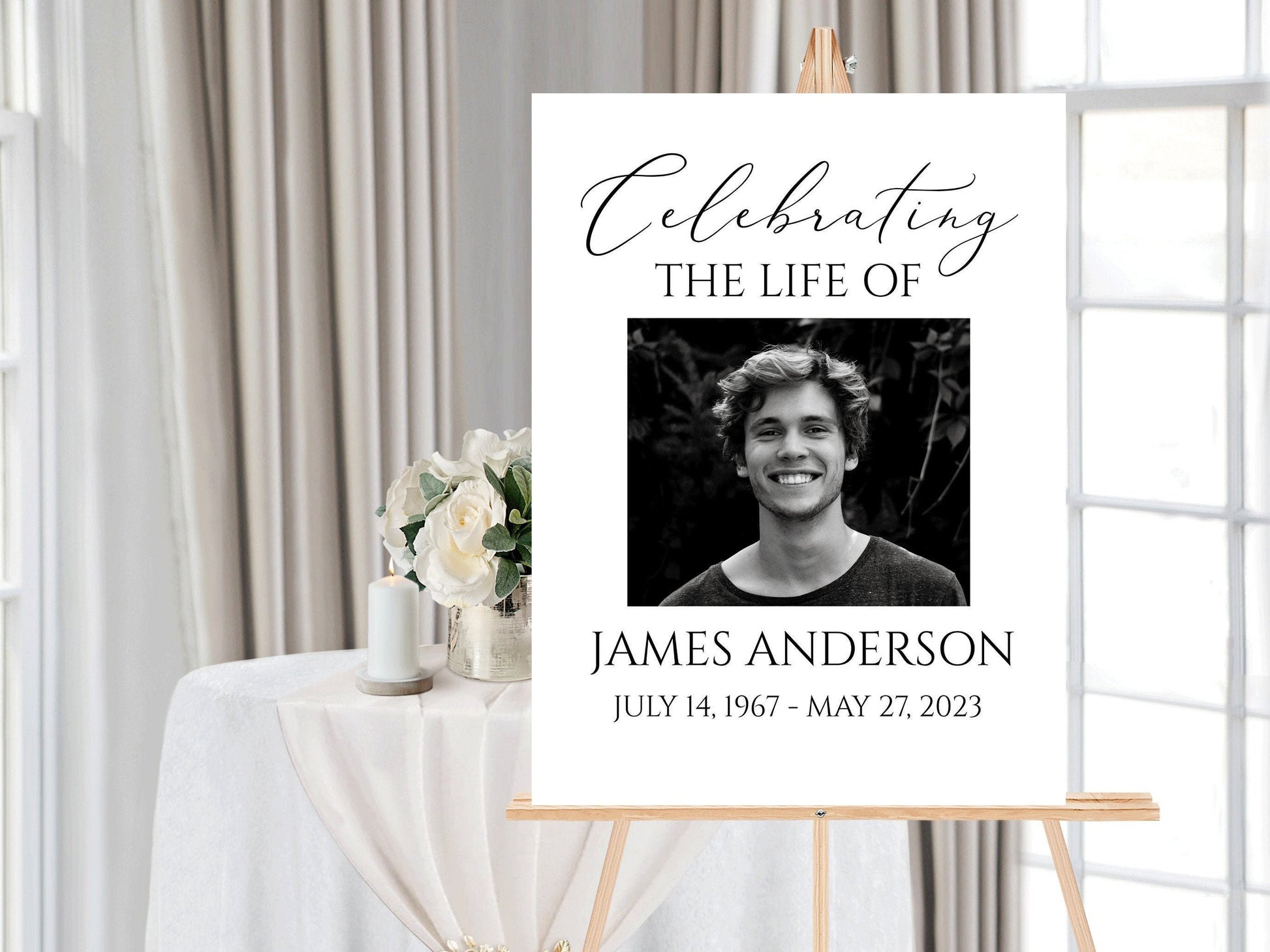 Simple Celebration Of Life Welcome Sign, Funeral Welcome Sign, In Loving Memory, Obituary, Memorial Sign, Editable Funeral Sign, Order of service S1