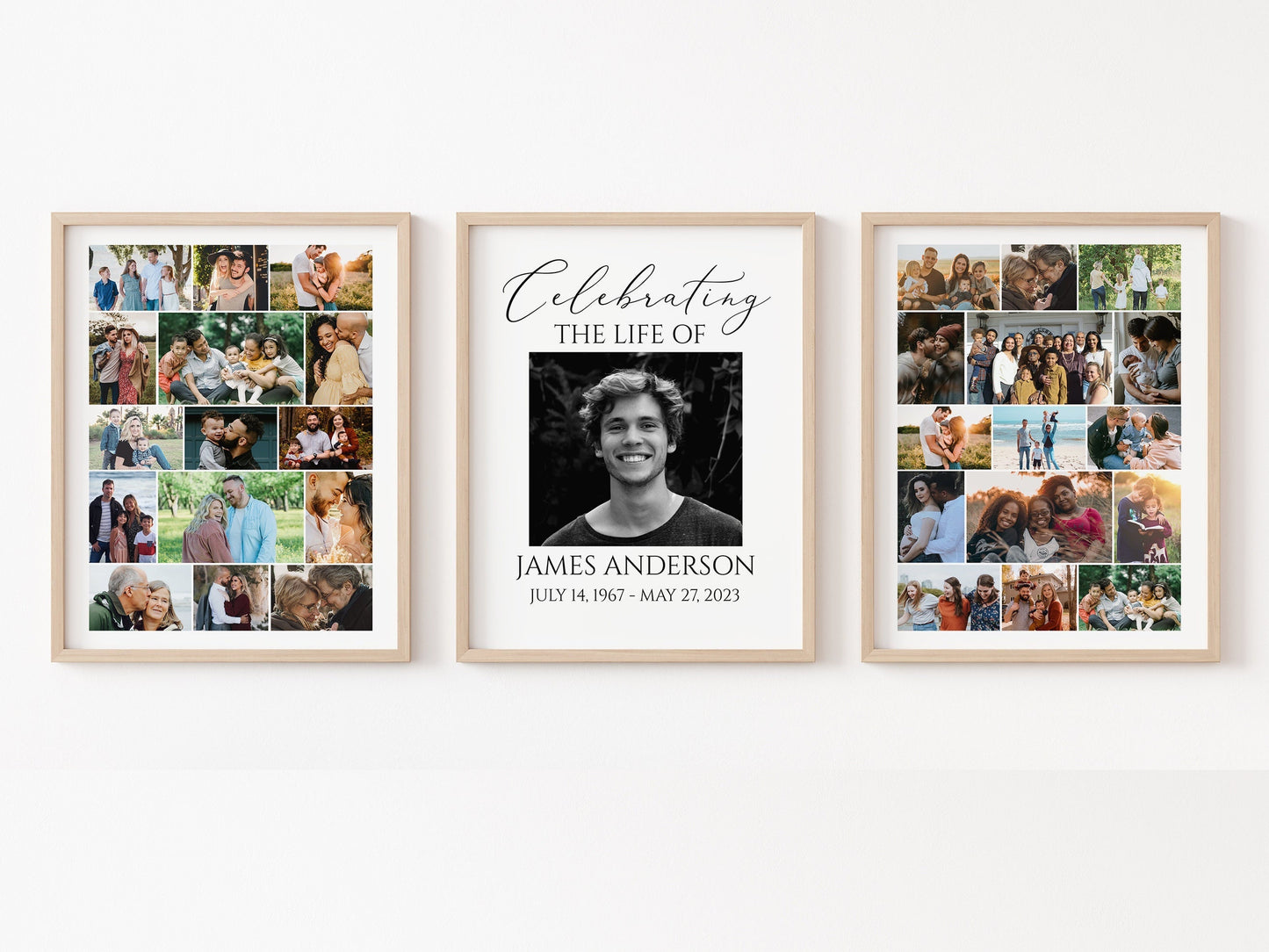 Celebration Of Life Funeral Poster, Editable Photo Collage Welcome Sign, Funeral Poster Photo Display Set, Photo Collage Memorial Service Sign