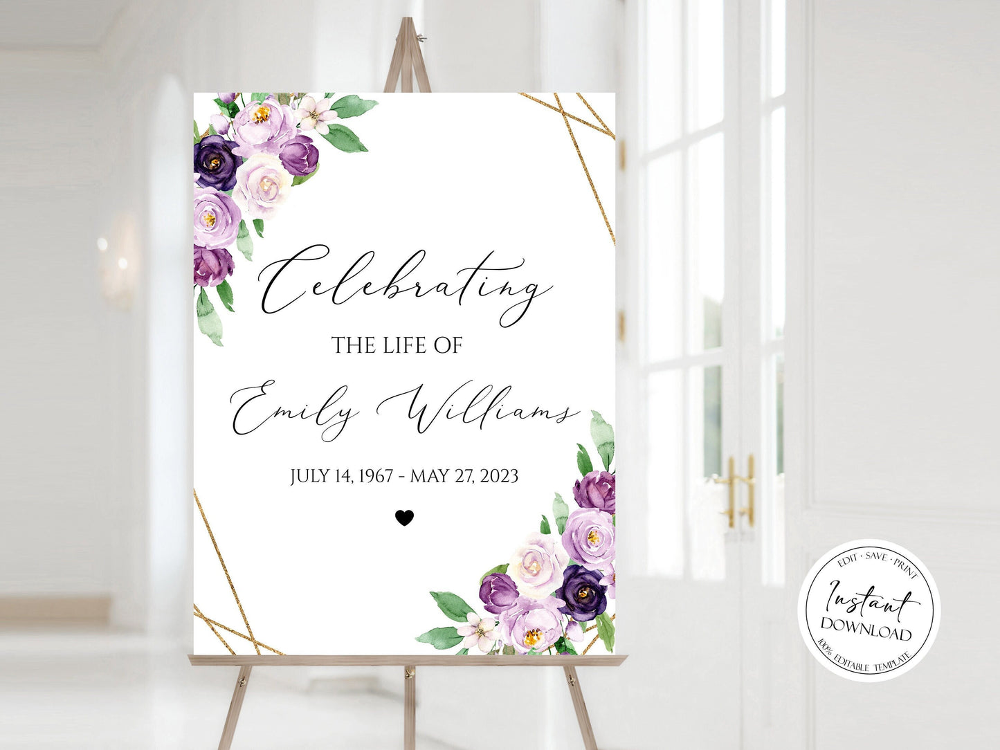 Celebration Of Life Welcome Sign, Funeral Welcome Sign, In Loving Memory, Obituary, Memorial Sign, Editable Funeral Sign, Order of service, P1