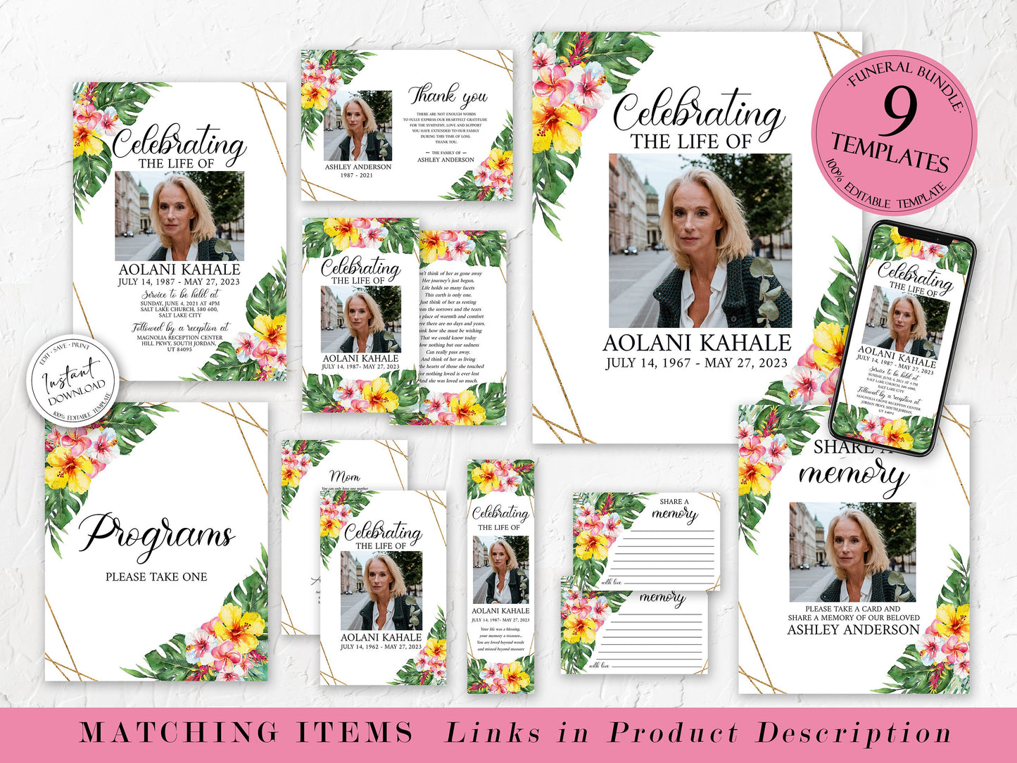 Celebration of Life Hawaiian Tropical Plumeria Funeral Bookmark Template, Hawaiian Funeral Bookmark, Funeral Keepsake Cards, Memorial Bookmark, Obituary Bookmark, Keepsake Cards H1