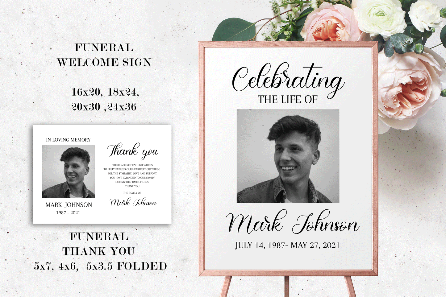 Editable Celebration Of Life Simple Elegant Funeral Bundle Set, Memorial Package, In Loving Memory Suite, Simple Elegant Funeral S3